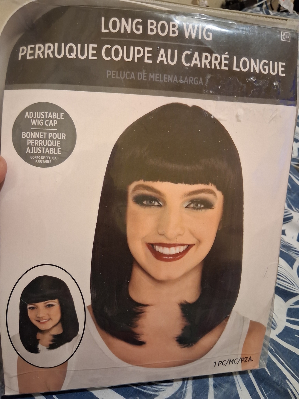 Long Bob Wig - Black - Adjustable Cap